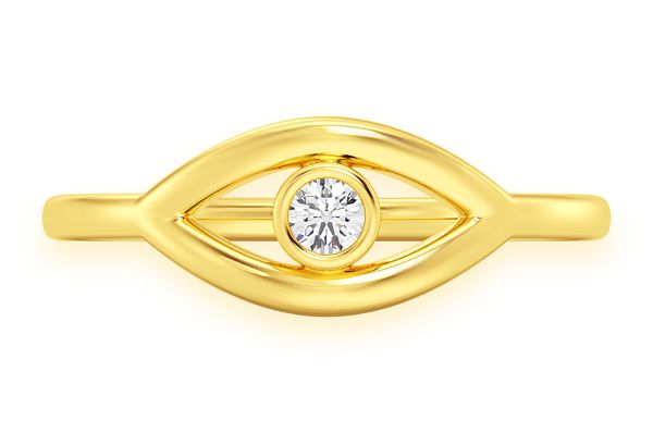 Evil Eye Diamond Ring 14k Solid Gold 0.05ctw 