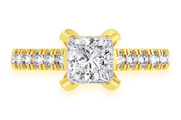 Thinn - 1.00ct Princess Solitaire - Single Row Scallop - Diamond Engagement Ring - All Natural Vs Diamonds