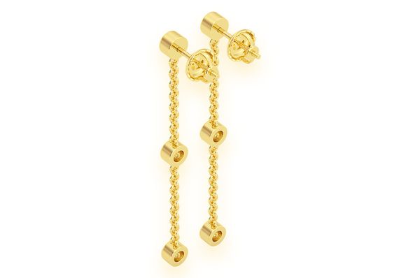 Bezel Set Dangling Earrings 14k Solid Gold 0.33ctw