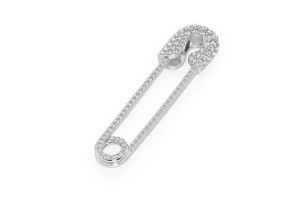 Safety Pin Diamond Pendant 14k Solid Gold 0.80ctw