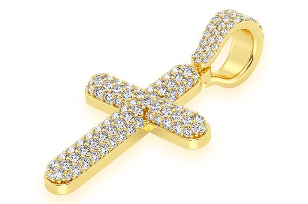 Bubbly Cross Diamond Pendant 14k Solid Gold 1.10ctw