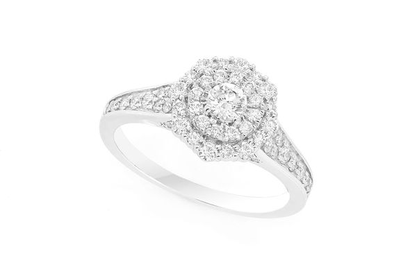 .75ctw Round Fancy Double Halo - Diamond Engagement Ring - All Natural