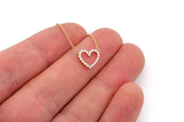 Heart Diamond Pendant 14k Solid Gold 0.15ctw