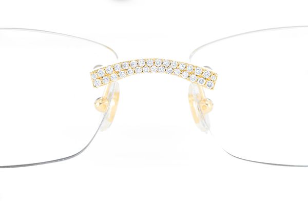 Cartier Glasses Iced Out Diamonds - Brown - 1.62ctw - Yellow Gold