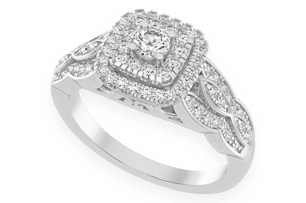 0.50ctw Three Layer Square Halo - Diamond Engagement Ring - All Natural