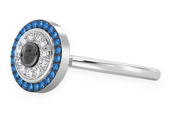 Round Evil Eye Diamond Ring 14k Solid Gold 0.33ctw 