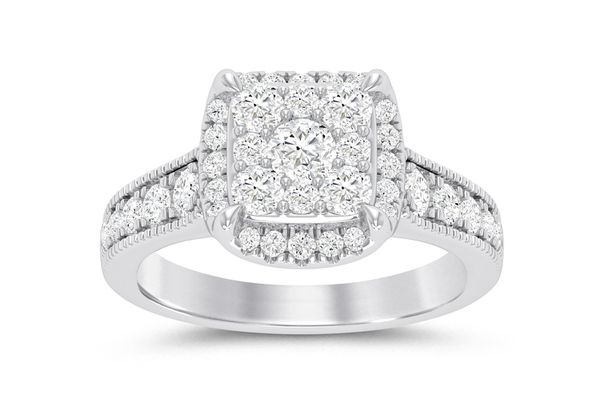 Cushion Halo Cluster - Diamond Engagement Ring - All Natural