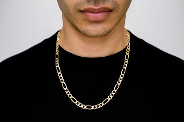 7MM Figaro Chain 14k Solid Gold