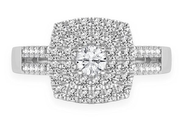 .75ctw - Round Double Halo Split Shank - Diamond Engagement Ring - All Natural