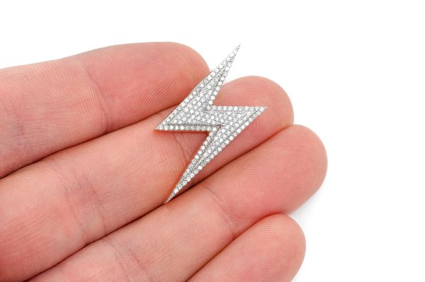 Lightning Bolt Double Layer Pendant 14k Solid Gold 0.50ctw