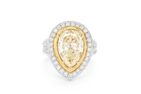 Fancy Yellow Pear Halo Diamond Ring 14k Solid Gold 6.00ctw