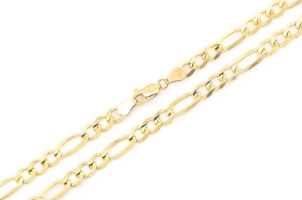 6MM Figaro Bracelet 14k Solid Gold