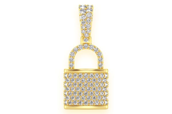 Lock Diamond Pendant 14k Solid Gold 0.50ctw