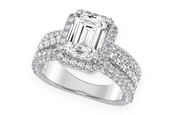 Tripp - 2.00ct Emerald Cut Solitaire - Triple Band - Engagement Ring - Natural Diamonds
