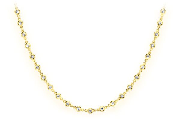 Eternity Round Bezel Set Diamond Necklace 14k Solid Gold 2.66ctw