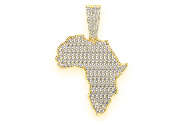 Africa Diamond Pendant 14k Solid Gold 3.75ctw