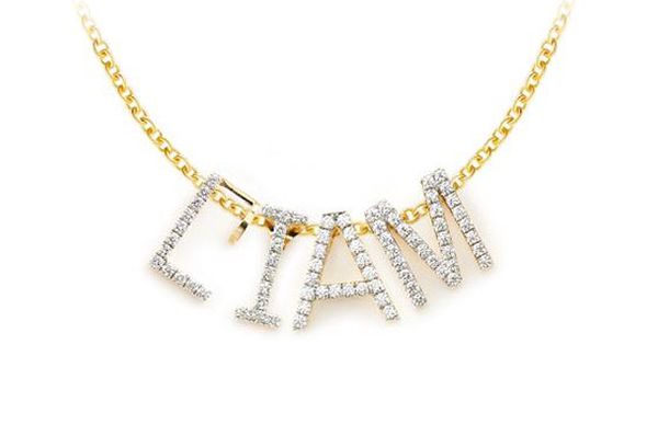 Letters & Numbers Diamond Pendant 14k Solid Gold .10ctw