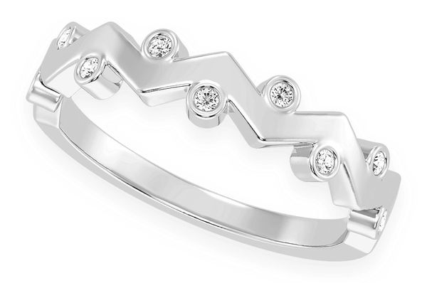 Zig Zag Bezel Diamond Ring 14k Solid Gold 0.10ctw