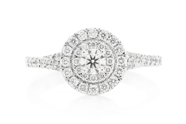 .75ctw - Round Double Halo - Diamond Engagement Ring - All Natural