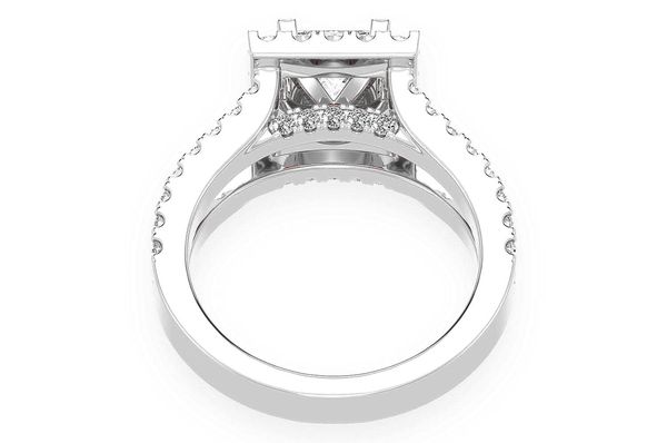 1.00ct Princess Solitaire - Two Row Split - Diamond Engagement Ring - All Natural Vs Diamonds