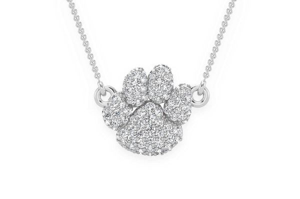 Dog Paw Diamond Necklace Connected 14k Solid Gold 0.35ctw