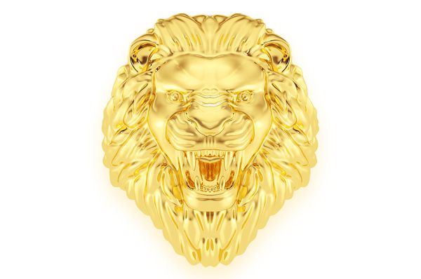 Plain Lion Head Ring 14k Solid Gold 