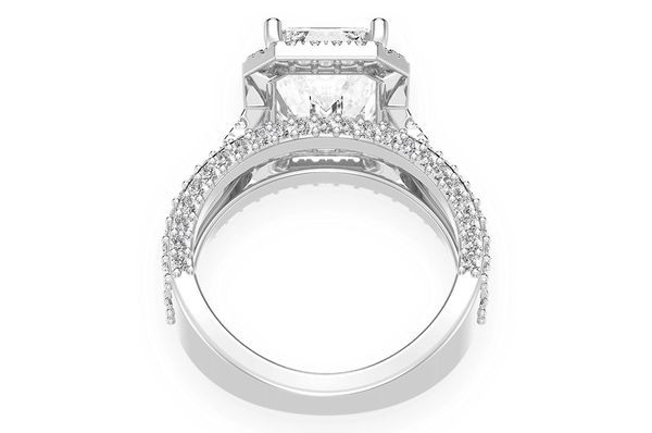 Tripp - 3.00ct Emerald Solitaire - Three Row - Diamond Engagement Ring - All Natural Vs Diamonds