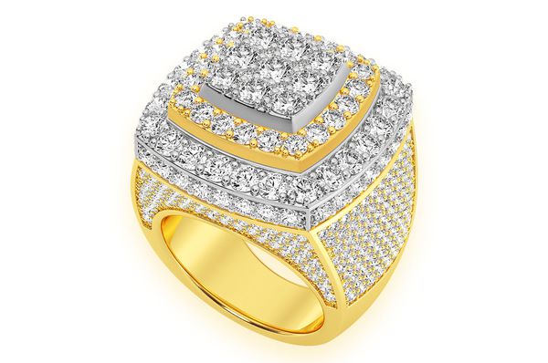 Double Halo Signet Diamond Ring 14k Solid Gold 7.00ctw
