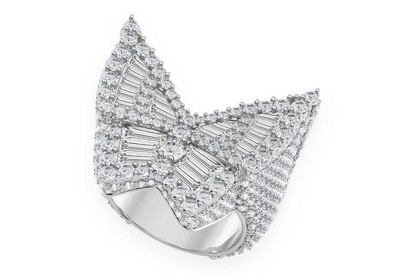 Super Butterfly Baguette Signet Diamond Ring 14k Solid Gold 4.75ctw