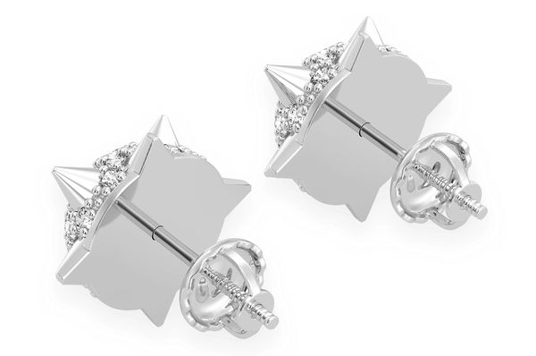 Spike Ball Stud Diamond Earrings 14k Solid Gold 0.40ctw