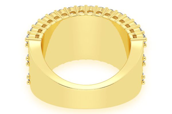 Three Row Baguette Diamond Ring 14k Solid Gold 3.50ctw