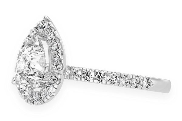 Thav - 1.00ct Pear Solitaire - Scallop Halo One Row - Diamond Engagement Ring - All Natural