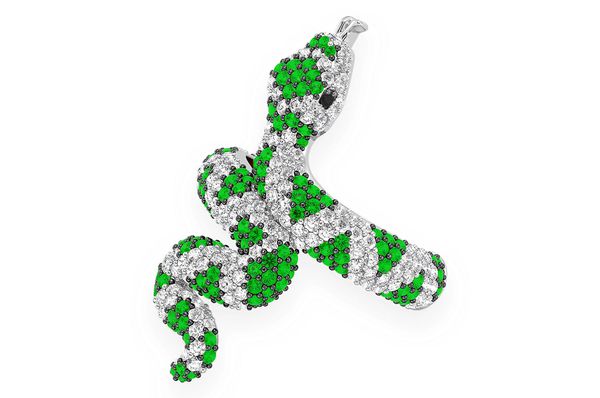 Snake Emerald & Diamond Ring 14k Solid Gold 2.25ctw 