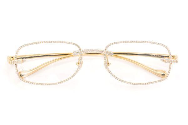 Cartier Glasses Iced Out Diamond Rims - 2.90ctw - Yellow Gold