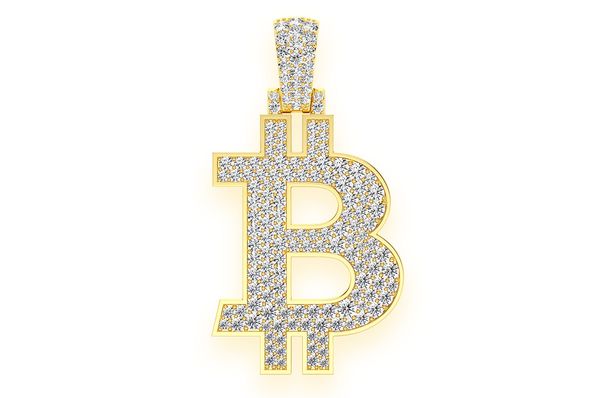 Bitcoin B Symbol Diamond Pendant 14k Solid Gold 1.25ctw