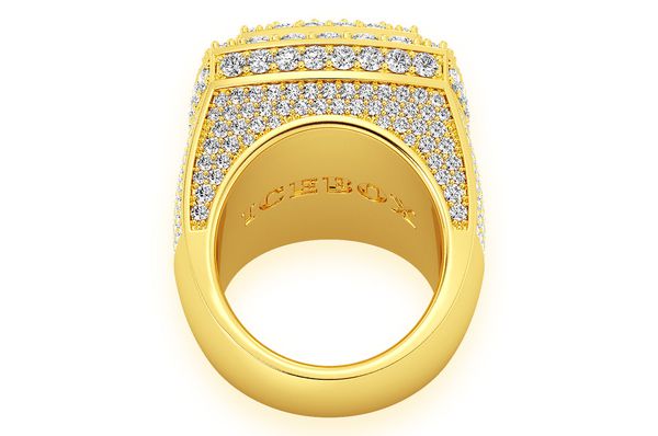 Step Double Halo Signet Diamond Ring 14k Solid Gold 7.00ctw
