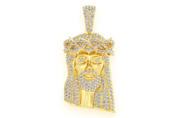 Jesus Diamond Pendant 14k Solid Gold 1.50ctw