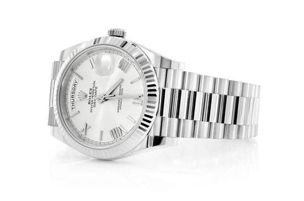 Rolex Day Date 40MM 18k White Gold (228239) All Factory Presidential Bracelet - Silver Dial