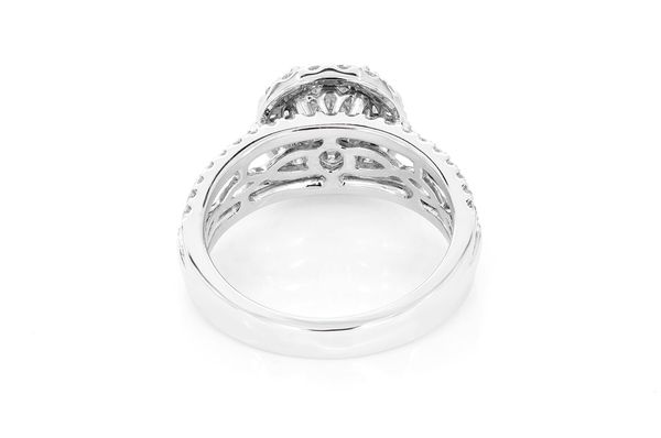 1.50ct Round Solitaire - Three Row Cathedral Halo - Diamond Engagement Ring - All Natural