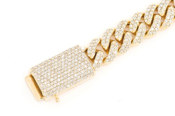 14MM Miami Cuban Diamond Bracelet 14k Solid Gold 9.50ctw