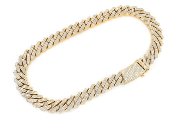 21MM Raised Miami Cuban Link Diamond Necklace 14k Solid Gold 71.00ctw