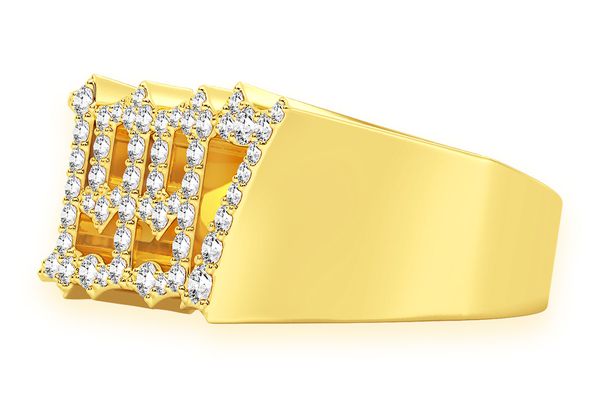 Custom Date Of Birth Diamond Ring 14k Solid Gold 0.60ctw