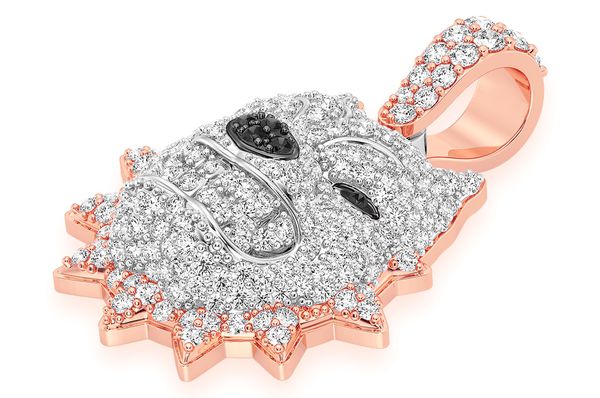 Pitbull Spiked Collar Diamond Pendant 14k Solid Gold 1.25ctw