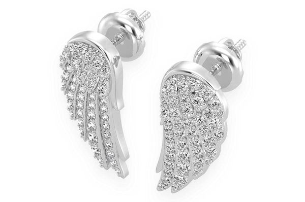 Angel Wing Stud Diamond Earrings 14k Solid Gold 0.50ctw