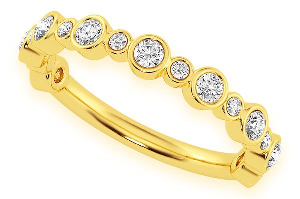 Vivi Round Bezel Set Diamond Ring 14k Solid Gold 0.35ctw