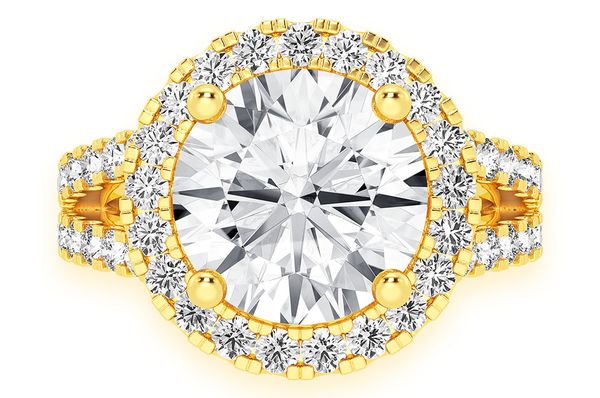 3.00ct Round Solitaire - Two Row Split - Diamond Engagement Ring - All Natural Vs Diamonds