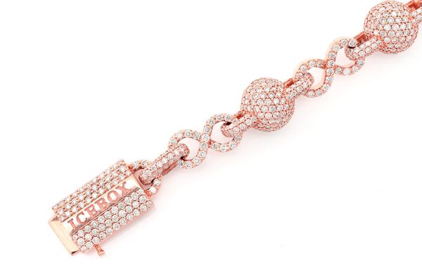 Infinity Bead Link Diamond Bracelet 14k Solid Gold 12.50ctw
