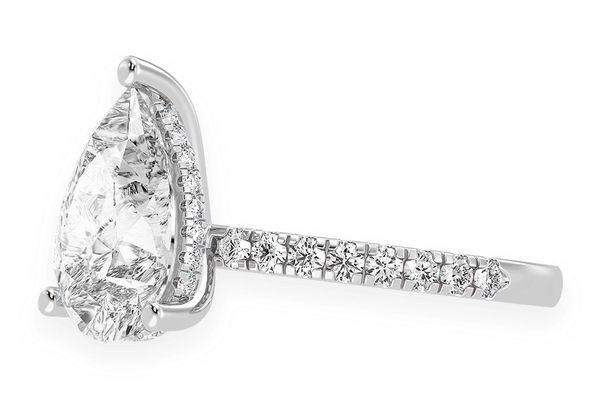 3.00ct Pear Solitaire - One Row Under Halo - Diamond Engagement Ring - All Natural