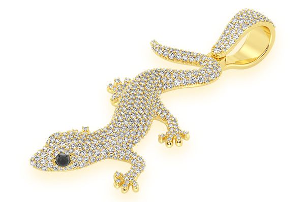 Lizard Diamond Pendant 14k Solid Gold 4.20ctw