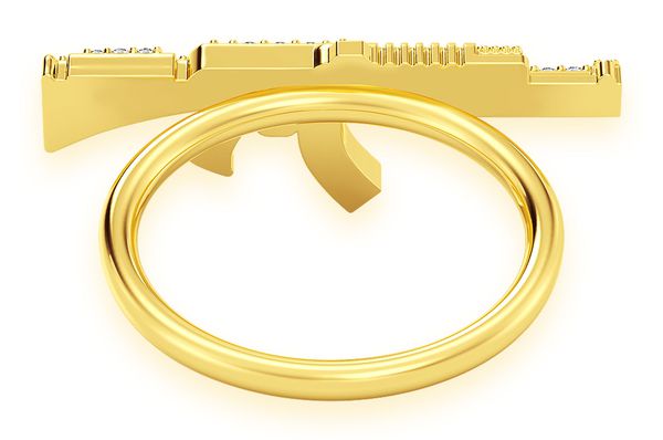 Ak47 Diamond Ring 14k Solid Gold 0.20ctw